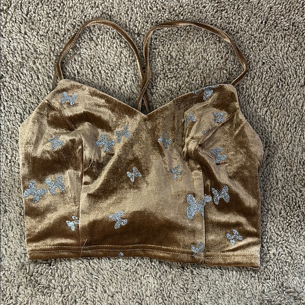 Gold Embellished Crop Camisole Fitted